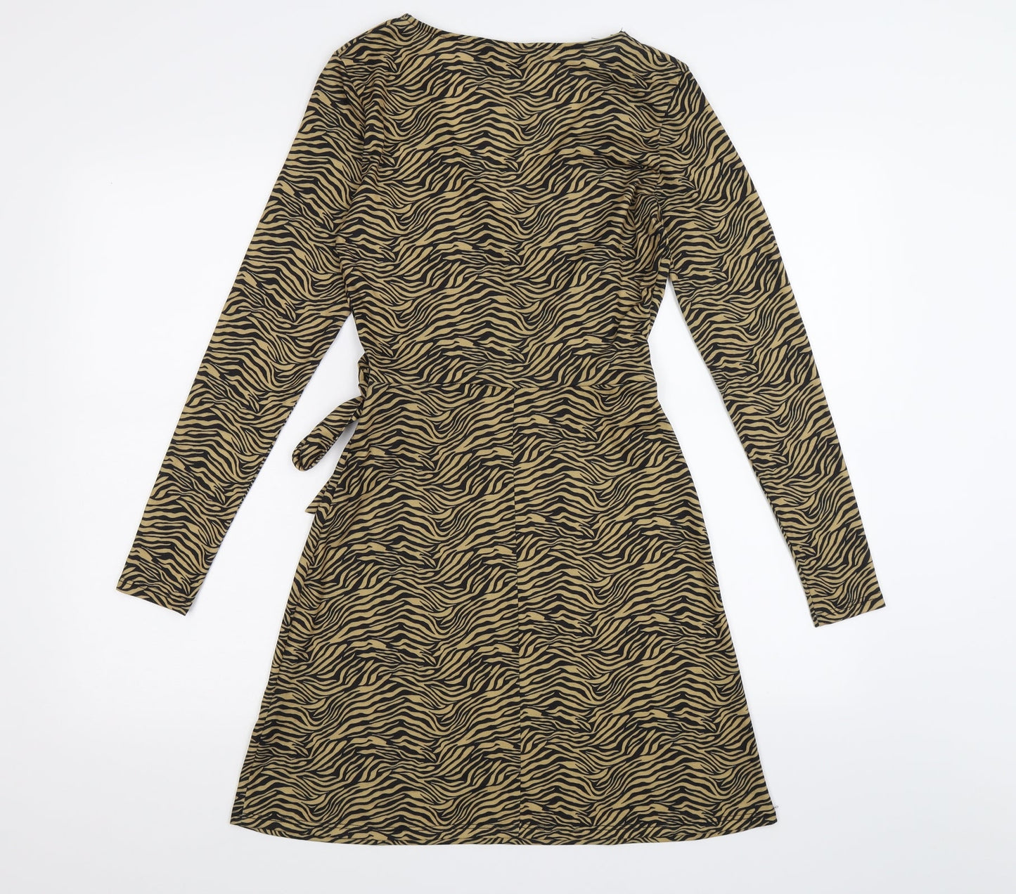 Miss Selfridge Womens Brown Animal Print  Wrap Dress  Size 6  - zebra print