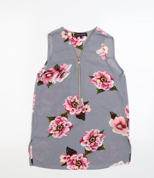 cameo rose Womens Grey Floral  Basic Blouse Size 6