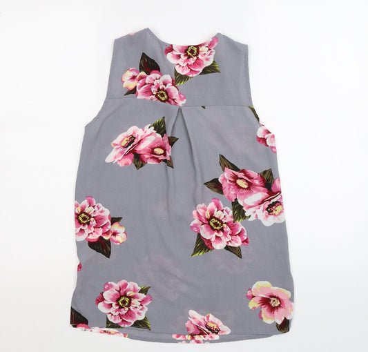 cameo rose Womens Grey Floral  Basic Blouse Size 6