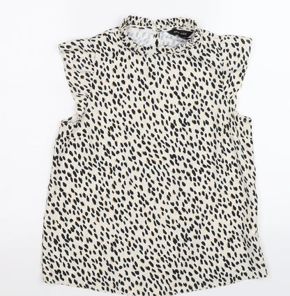 New Look Womens Ivory Animal Print Chiffon Basic Blouse Size 6  - LEOPARD PRINT