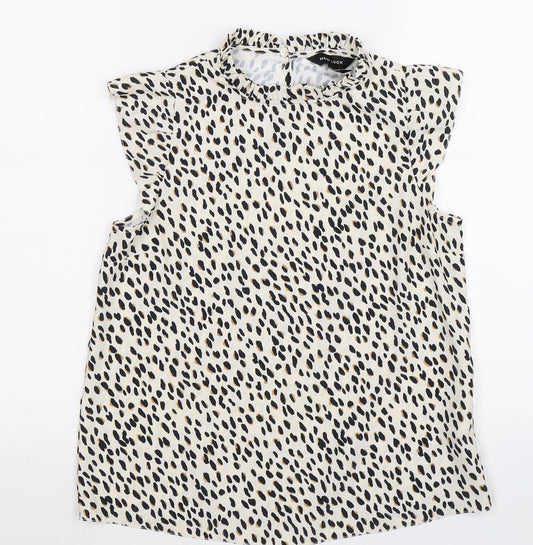 New Look Womens Ivory Animal Print Chiffon Basic Blouse Size 6  - LEOPARD PRINT