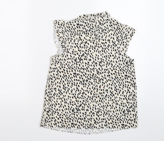 New Look Womens Ivory Animal Print Chiffon Basic Blouse Size 6  - LEOPARD PRINT