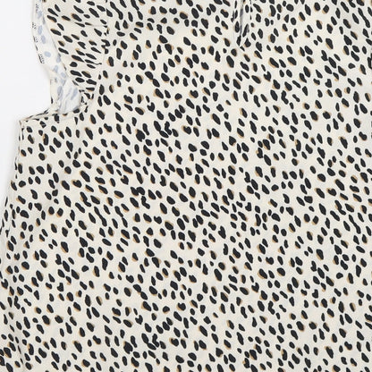 New Look Womens Ivory Animal Print Chiffon Basic Blouse Size 6  - LEOPARD PRINT