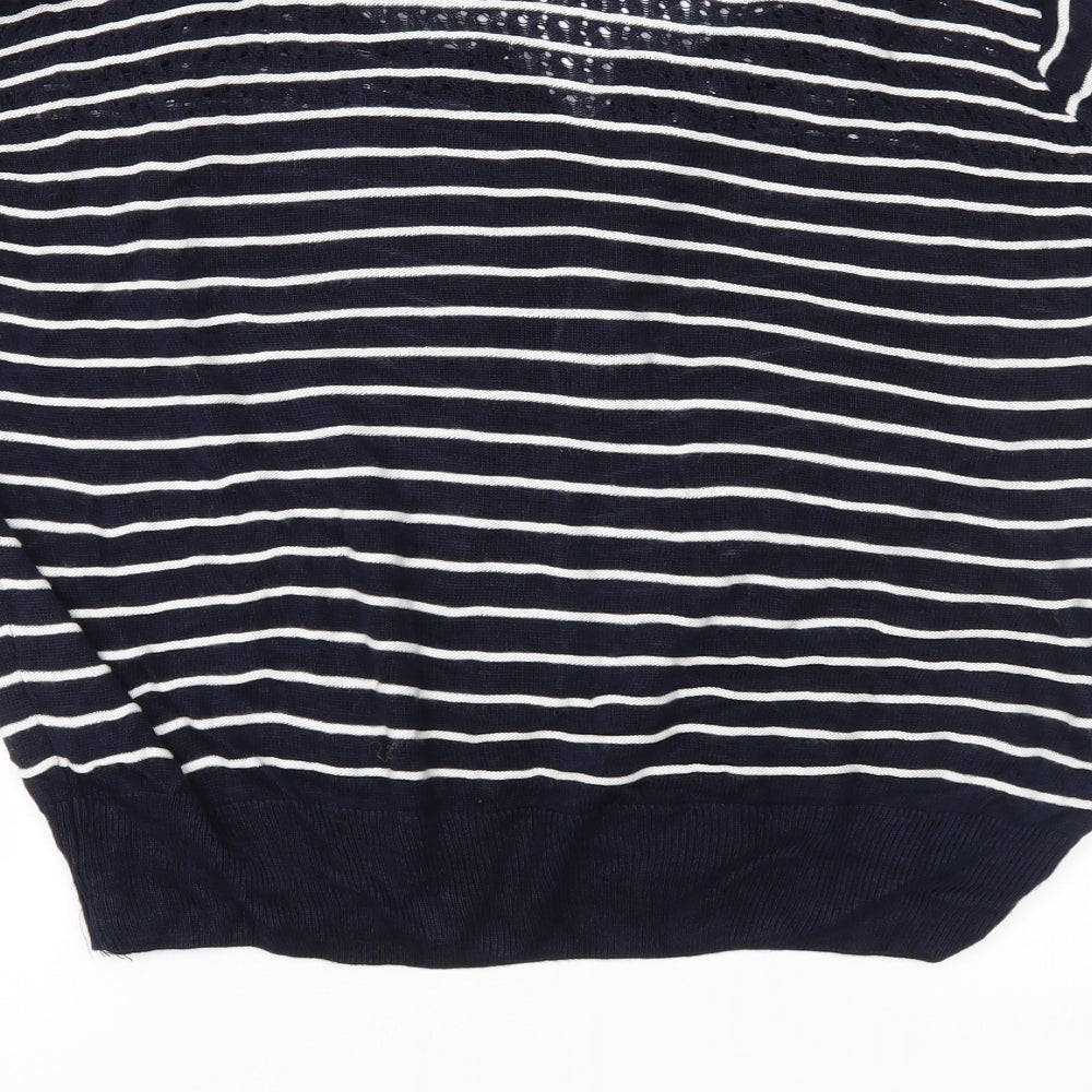 TU Womens Blue Striped Knit Cardigan Jumper Size 14