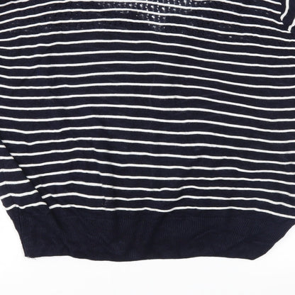 TU Womens Blue Striped Knit Cardigan Jumper Size 14
