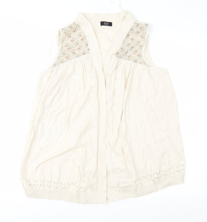 F&F Womens Beige Floral Knit Cardigan Jumper Size 14