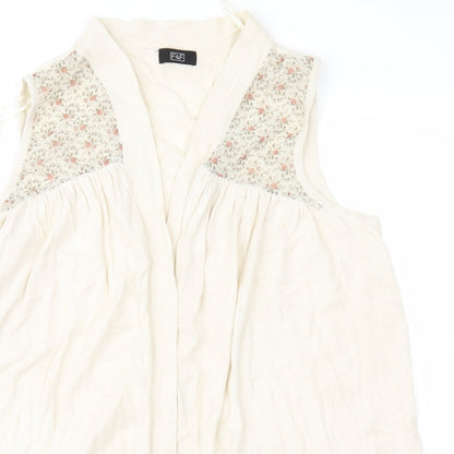 F&F Womens Beige Floral Knit Cardigan Jumper Size 14