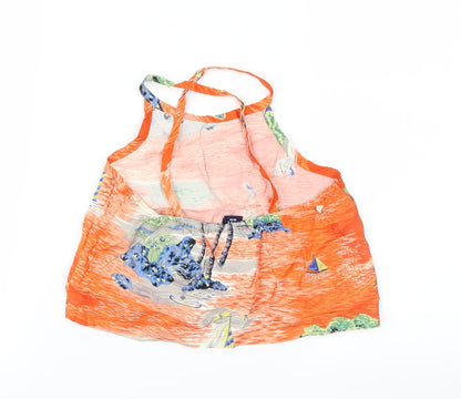 Gap Girls Orange Geometric  Cropped Blouse Size M