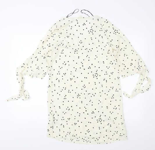 H&M Womens Ivory Polka Dot  Shift  Size 6