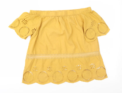 Womens UK Size 14 La Redoute Yellow Basic Blouse