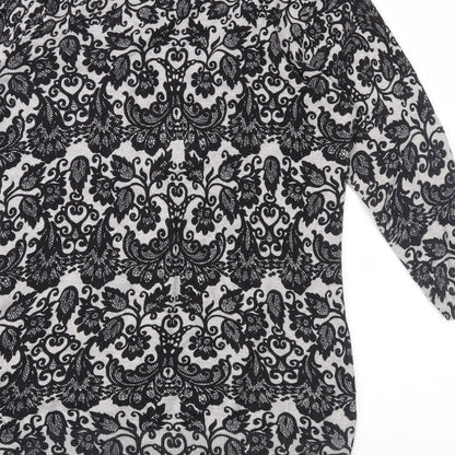Warehouse Womens Grey Floral Knit Cardigan Jumper Size 10