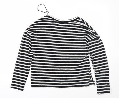 H&M Womens Black Striped Knit Pullover Jumper Size S