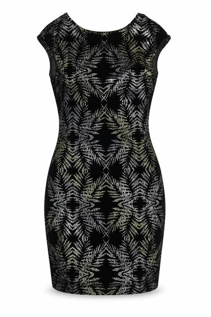 Topshop Womens Black Geometric Velour Sheath  Size 8