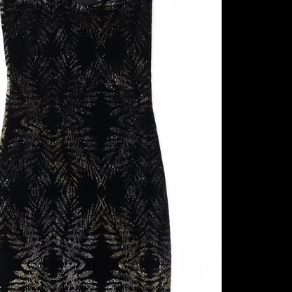 Topshop Womens Black Geometric Velour Sheath  Size 8