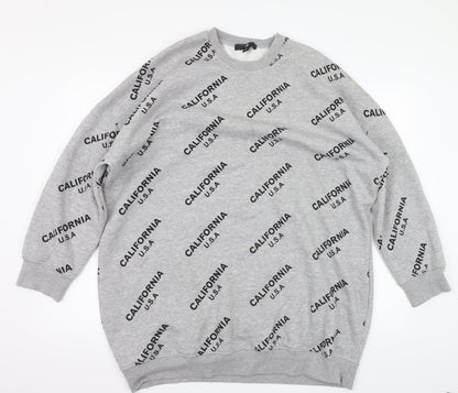 Missguided Womens Grey   Pullover Sweatshirt Size 14  - CALIFORNIA U.S.A