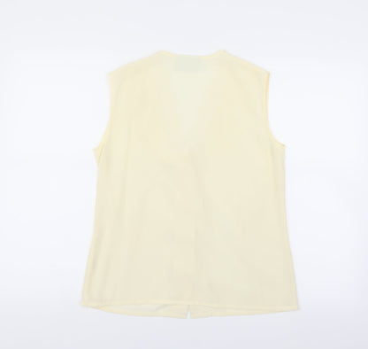 Imagination Womens Yellow   Basic Blouse Size 10  - floral Lace Neckline