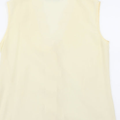 Imagination Womens Yellow   Basic Blouse Size 10  - floral Lace Neckline