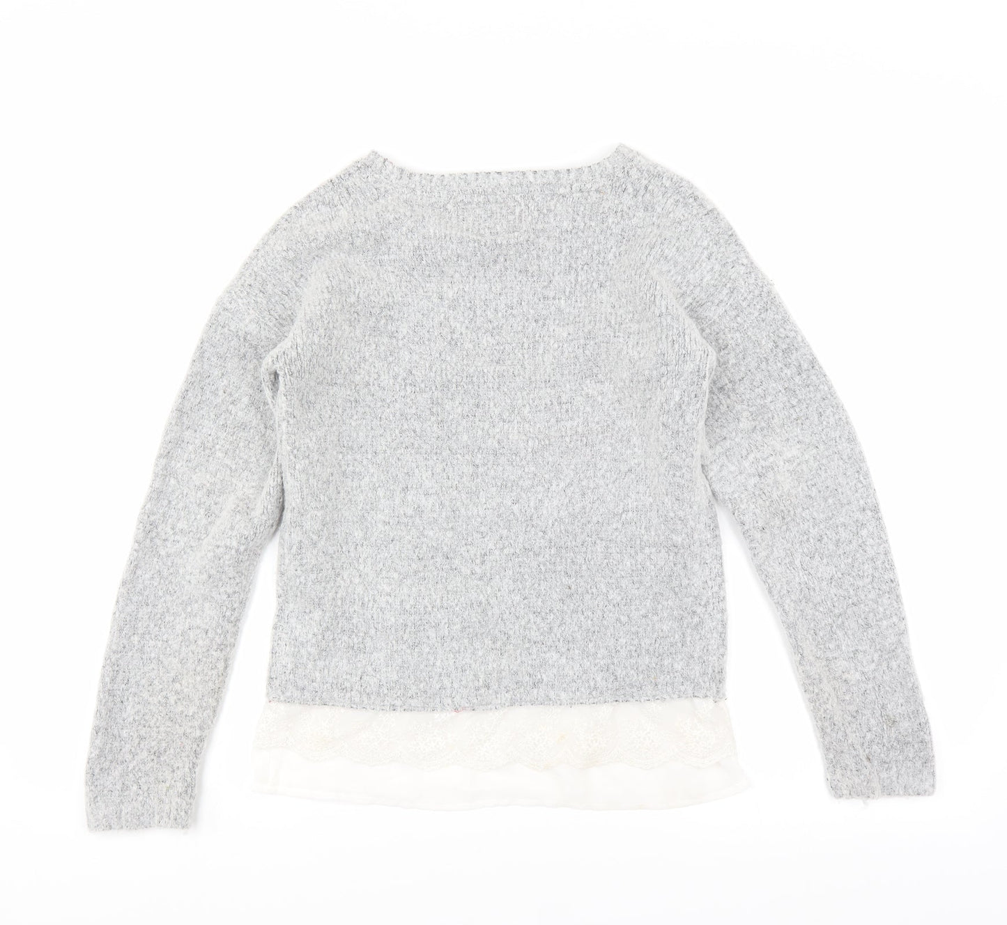 YD Girls Grey   Pullover Jumper Size 11-12 Years  - LACE UNDER TOP