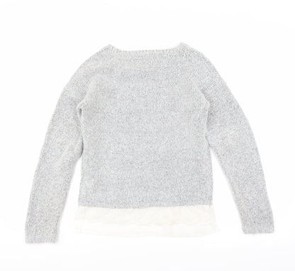 YD Girls Grey   Pullover Jumper Size 11-12 Years  - LACE UNDER TOP