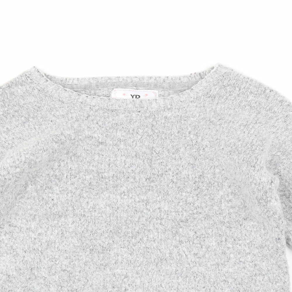 YD Girls Grey   Pullover Jumper Size 11-12 Years  - LACE UNDER TOP