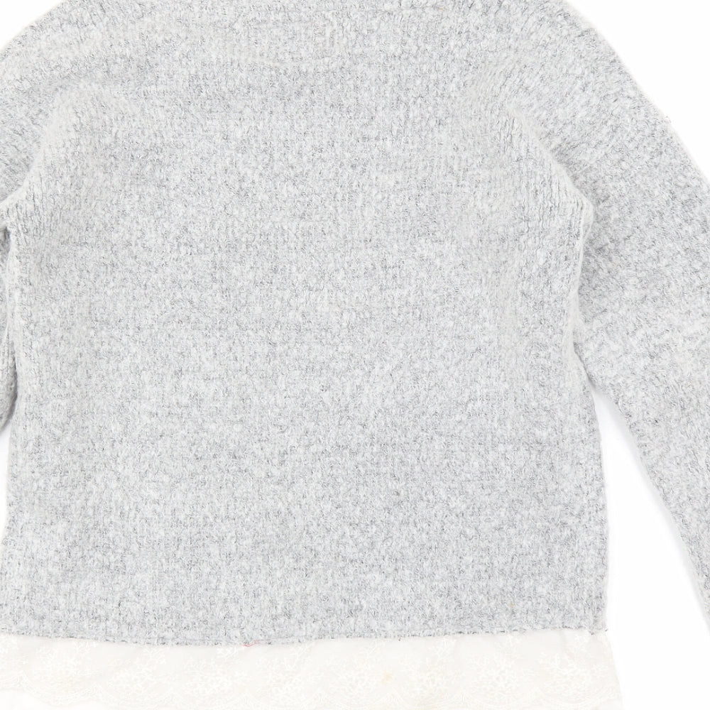 YD Girls Grey   Pullover Jumper Size 11-12 Years  - LACE UNDER TOP