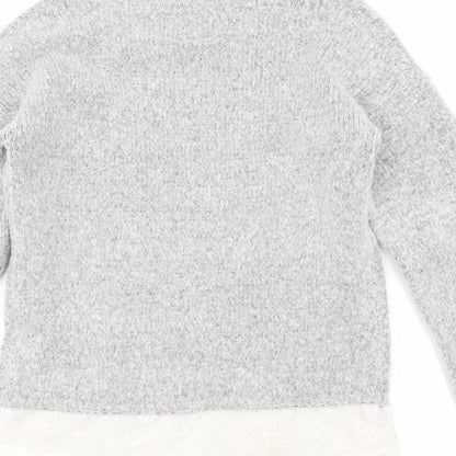 YD Girls Grey   Pullover Jumper Size 11-12 Years  - LACE UNDER TOP