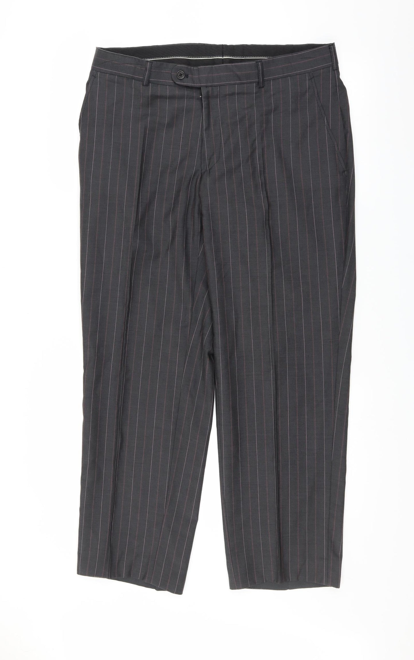 Preworn Mens Grey Striped  Trousers  Size 36 in L29 in