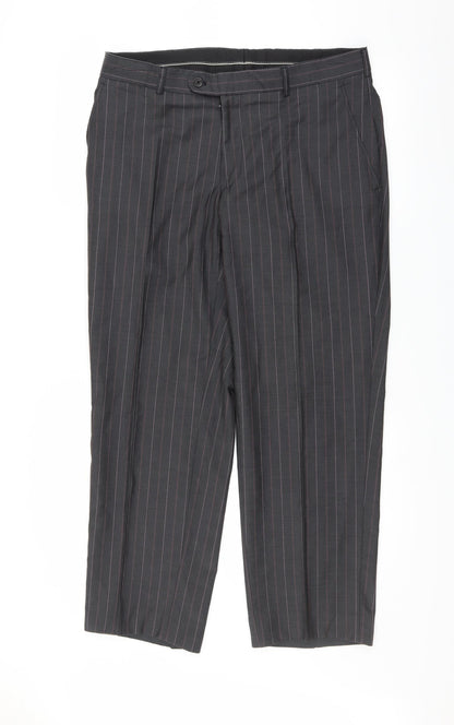Preworn Mens Grey Striped  Trousers  Size 36 in L29 in
