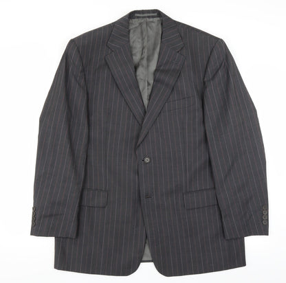 Angelico Mens Grey Striped  Jacket Suit Jacket Size 40