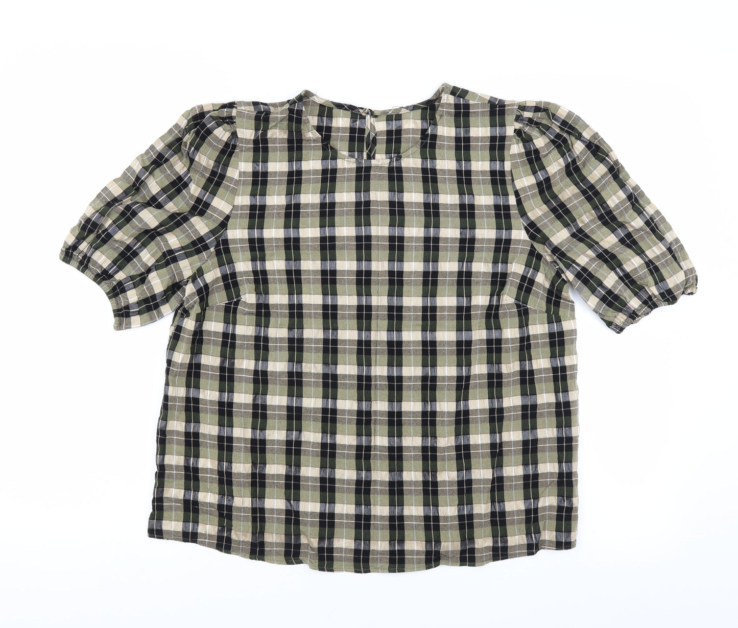 Preworn Womens Green Check  Basic Blouse