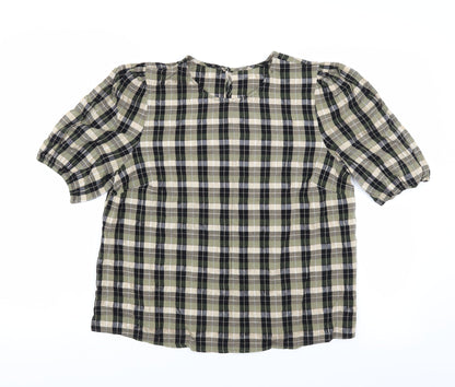 Preworn Womens Green Check  Basic Blouse