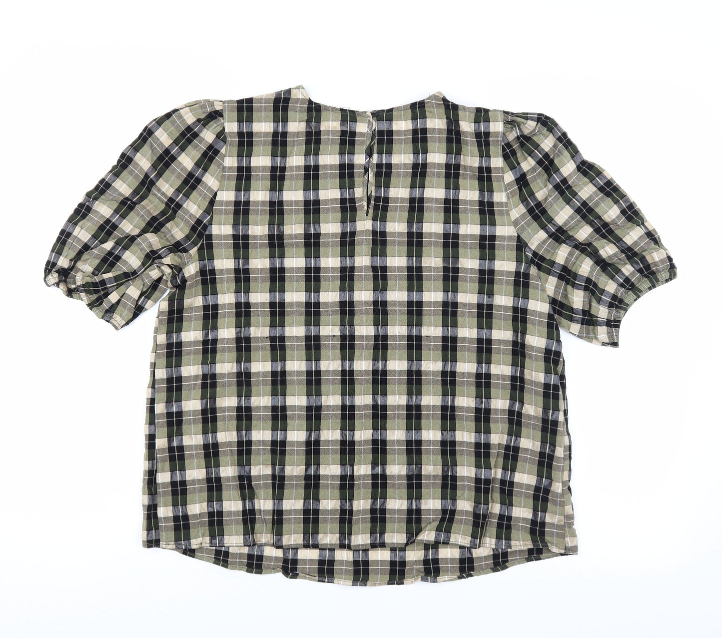 Preworn Womens Green Check  Basic Blouse