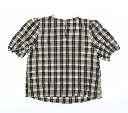 Preworn Womens Green Check  Basic Blouse