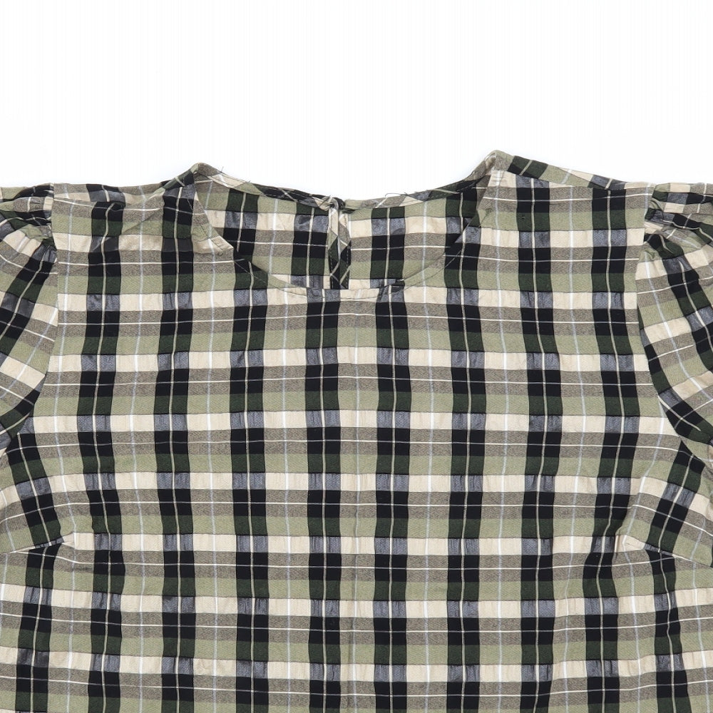 Preworn Womens Green Check  Basic Blouse