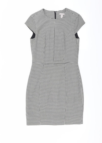 H&M Womens Green Houndstooth  Pencil Dress  Size 6