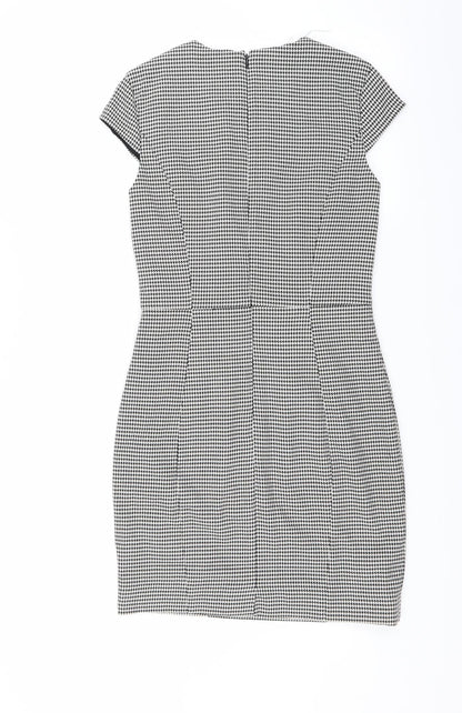 H&M Womens Green Houndstooth  Pencil Dress  Size 6