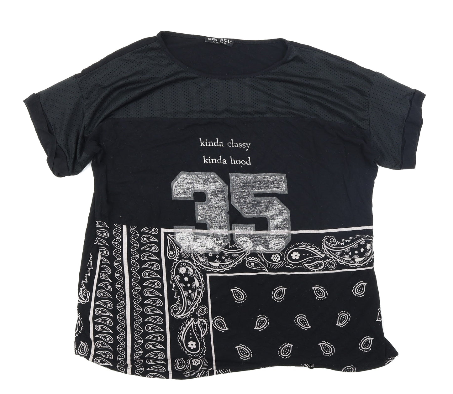 Womens UK Size 16 Select Black Basic T-Shirt