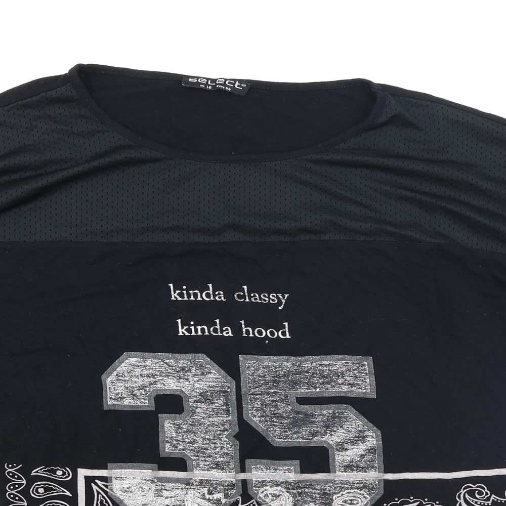 Womens UK Size 16 Select Black Basic T-Shirt