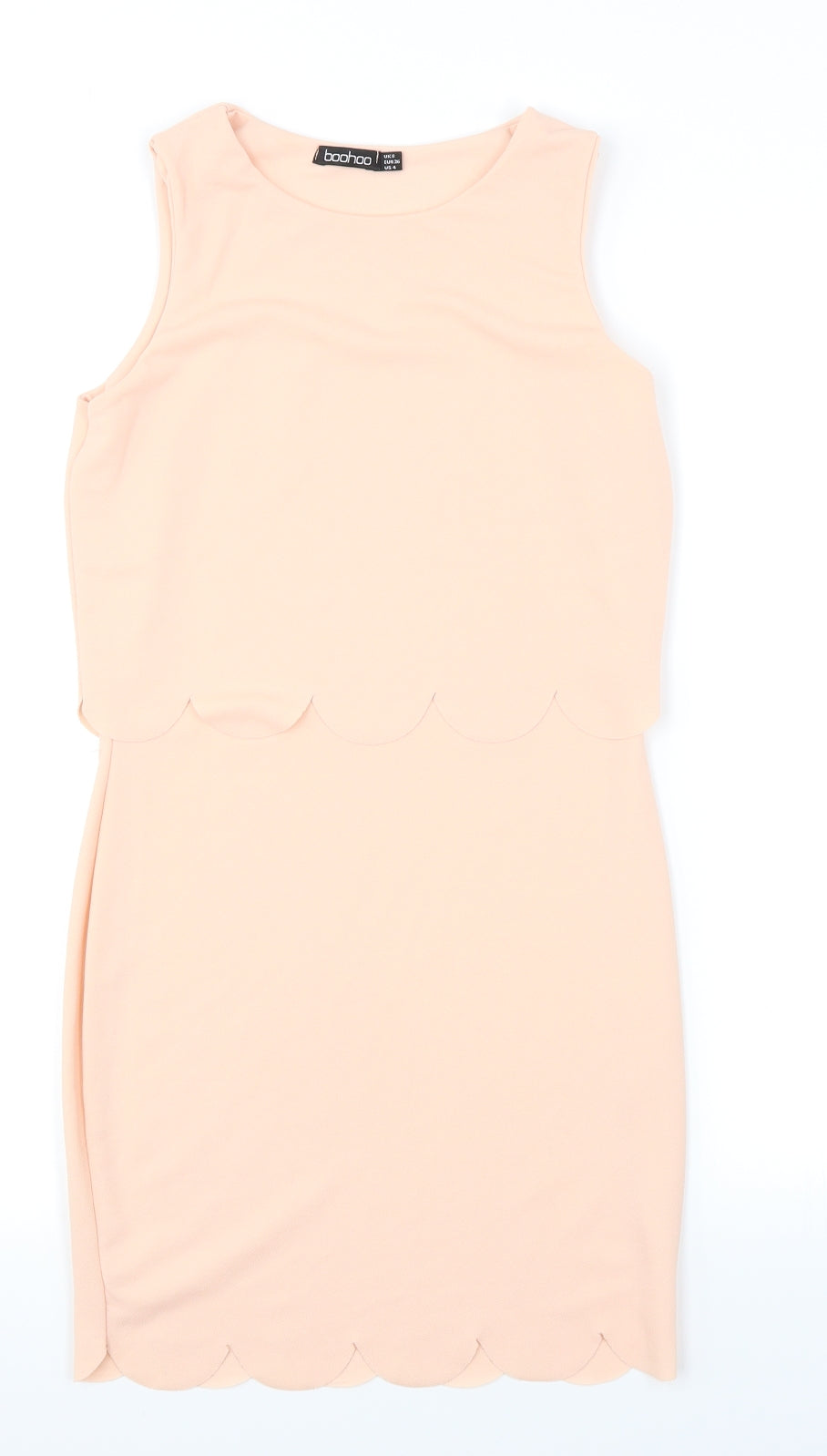 Boohoo Womens Pink   Bodycon  Size 8  - Scallop Hem