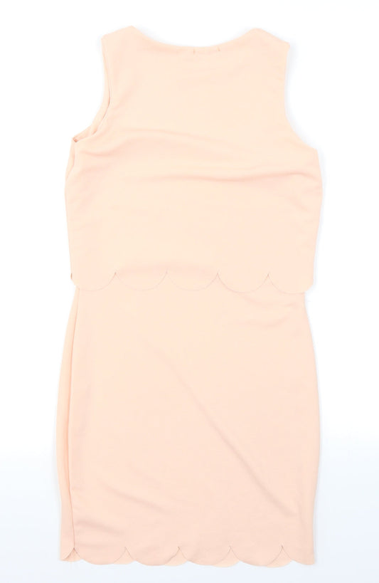 Boohoo Womens Pink   Bodycon  Size 8  - Scallop Hem