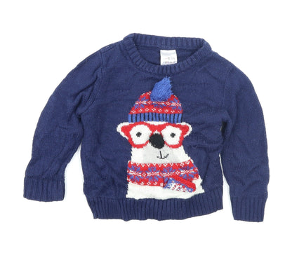 Urban Rascals Boys Blue  Knit Pullover Jumper Size 2 Years  - Polar Bear