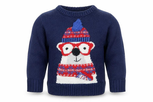 Urban Rascals Boys Blue  Knit Pullover Jumper Size 2 Years  - Polar Bear