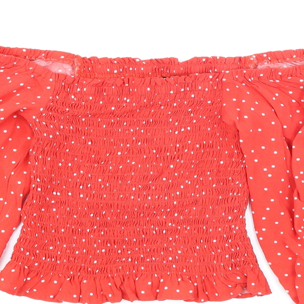 Womens UK Size 6 New Look Red Basic Blouse