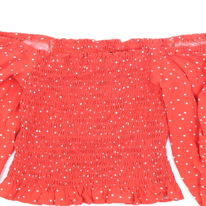 Womens UK Size 6 New Look Red Basic Blouse