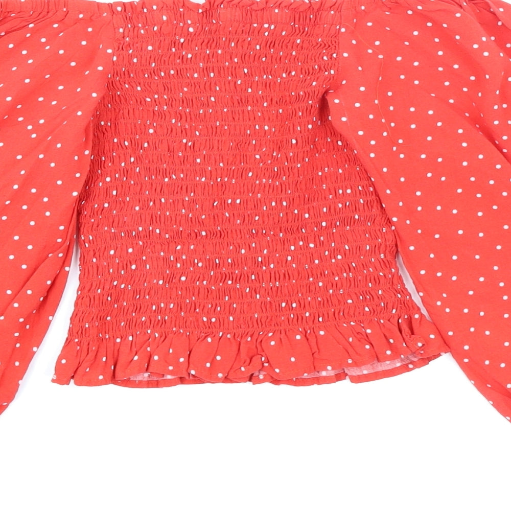 Womens UK Size 6 New Look Red Basic Blouse