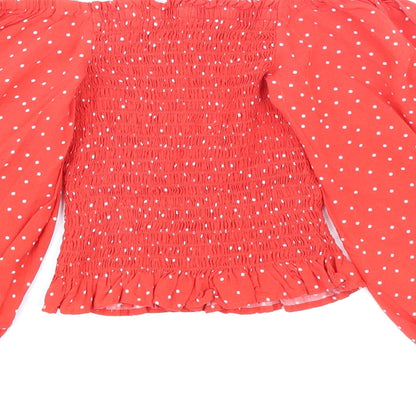 Womens UK Size 6 New Look Red Basic Blouse