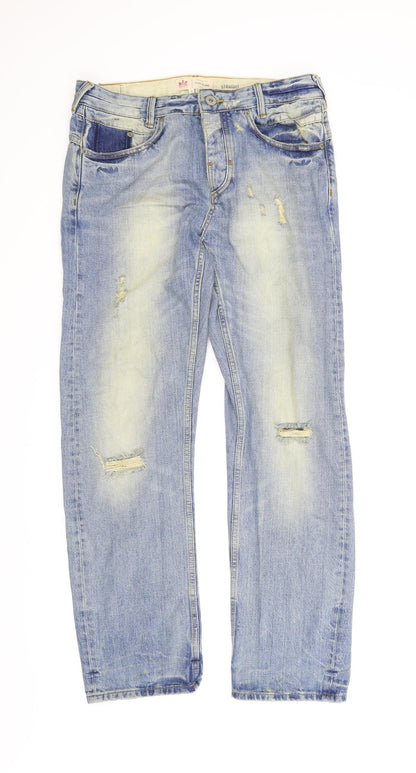 Mens UK Size 32 in River Island Regular Fit Straight Blue Jeans