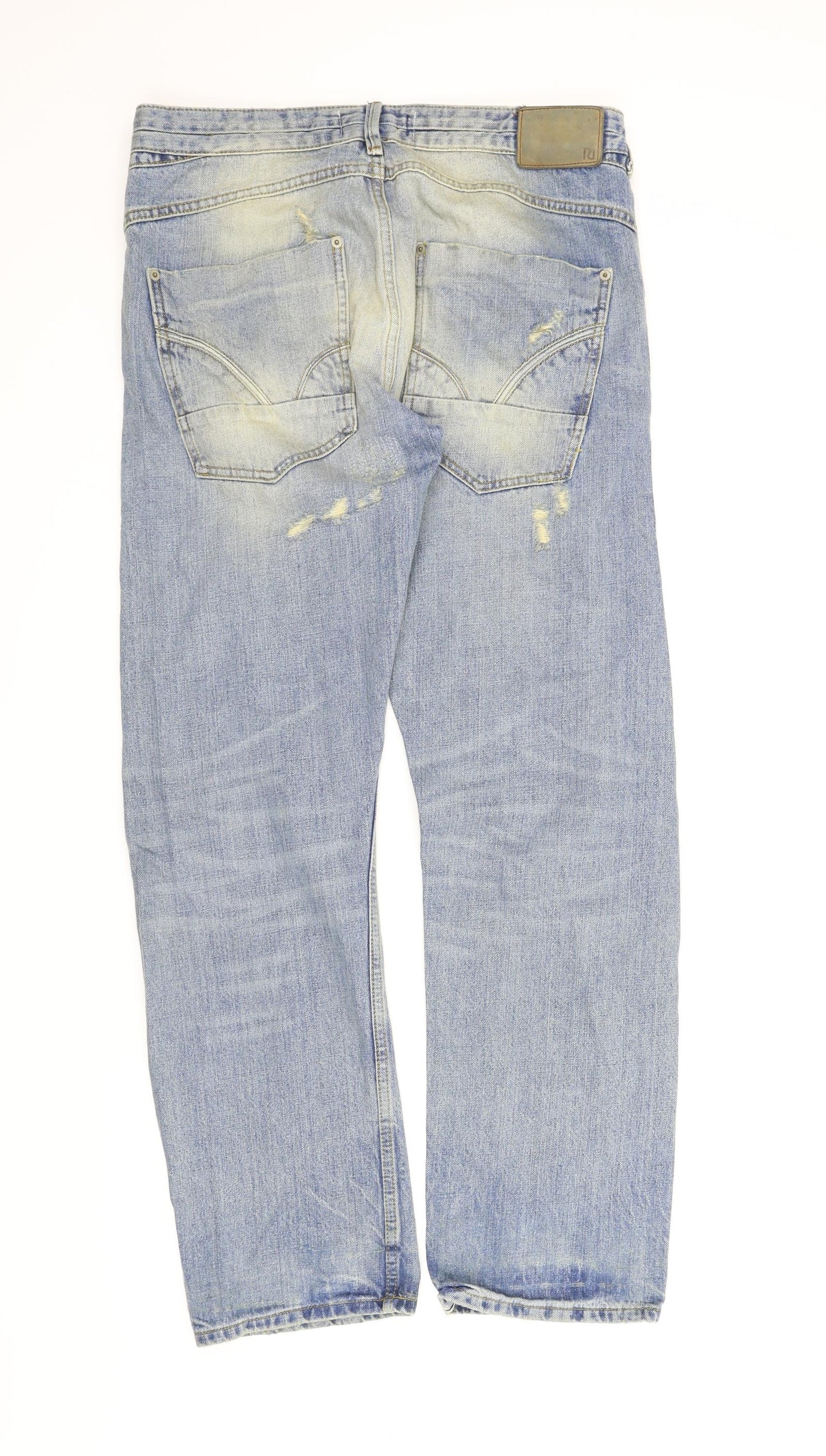 Mens UK Size 32 in River Island Regular Fit Straight Blue Jeans