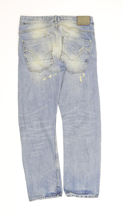 Mens UK Size 32 in River Island Regular Fit Straight Blue Jeans