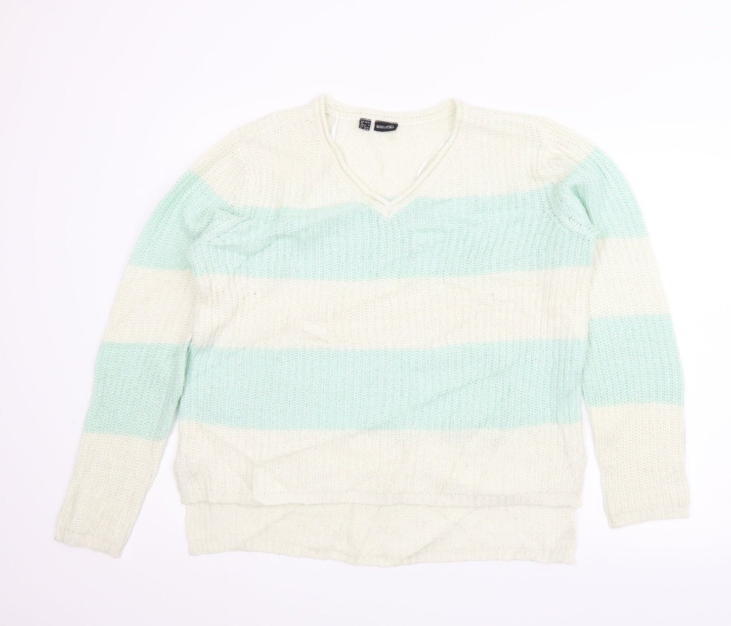 Bodyflirt Womens Green Striped  Pullover Jumper Size M